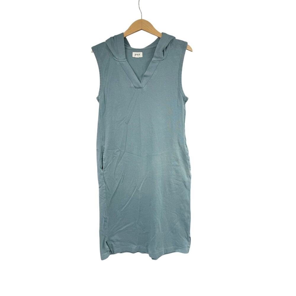 Pact 100% Organic Cotton Teal Green Hooded Pullover Dress Coverup Womens Medium